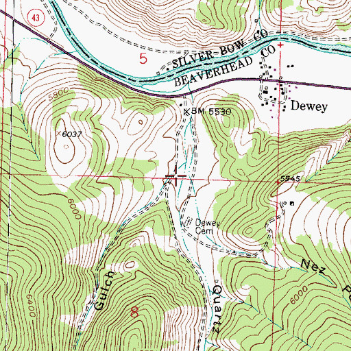 Topographic Map of Quartz Hill Gulch, MT
