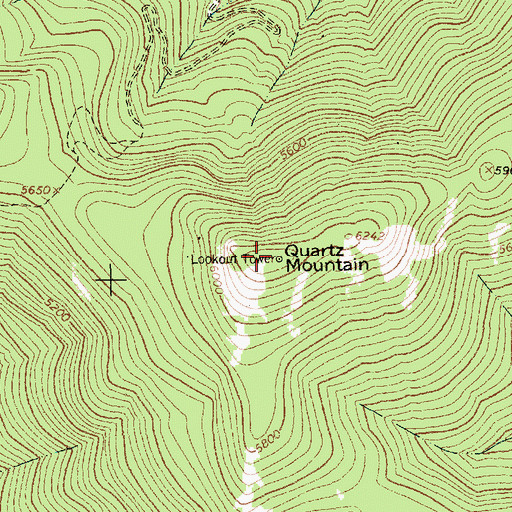Topographic Map of Quartz Mountain, MT