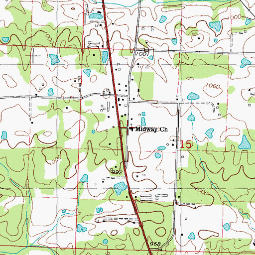 Topographic Map of Midway Independent Baptist Church, AR