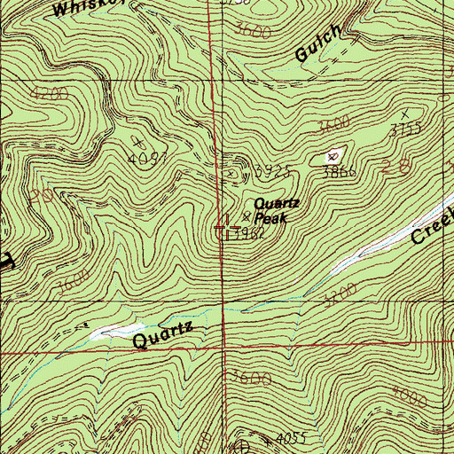 Topographic Map of Quartz Peak, MT