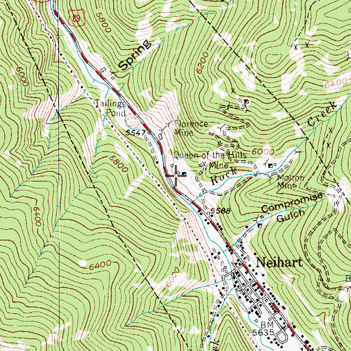 Topographic Map of Queen of the Hills Mine, MT