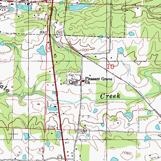 Topographic Map of Pleasant Grove Church, AR