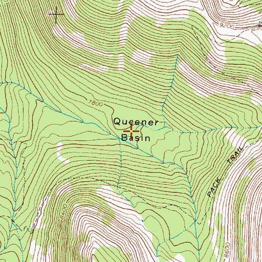 Topographic Map of Queener Basin, MT