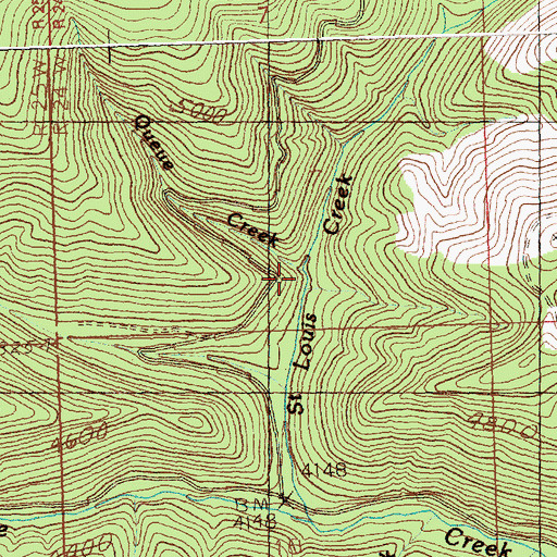 Topographic Map of Queue Creek, MT