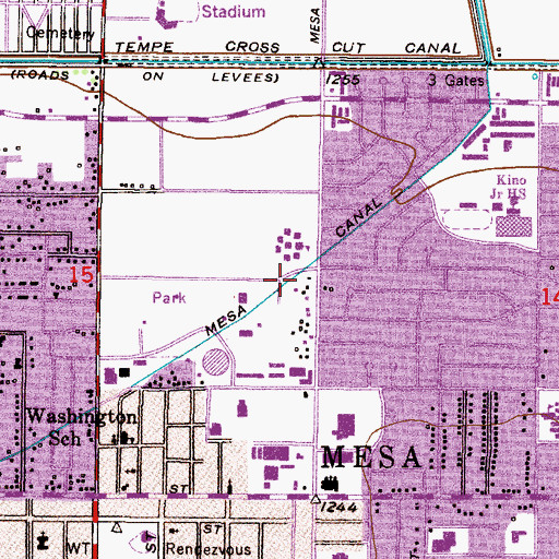 Topographic Map of Mesa Canal, AZ