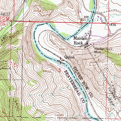 Topographic Map of Quinn, MT