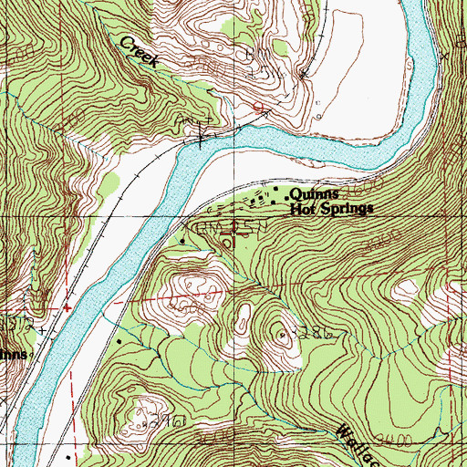 Topographic Map of Quinns Hot Springs, MT