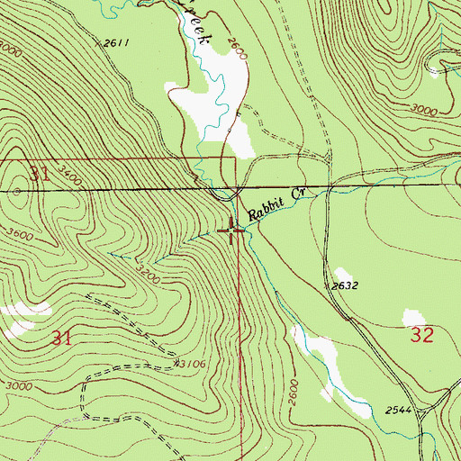 Topographic Map of Rabbit Creek, MT
