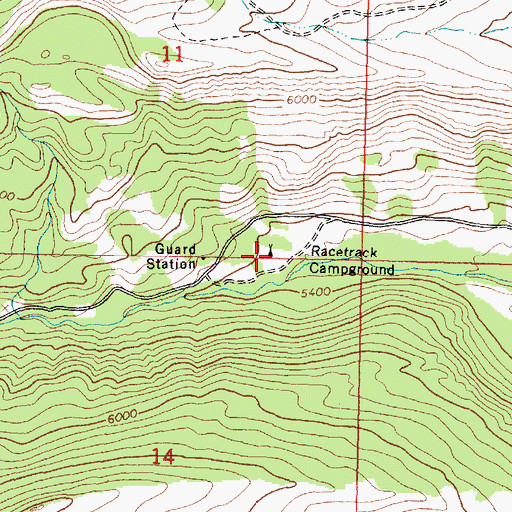 Topographic Map of Racetrack Campground, MT