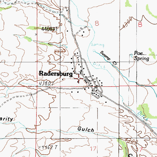 Topographic Map of Radersburg, MT