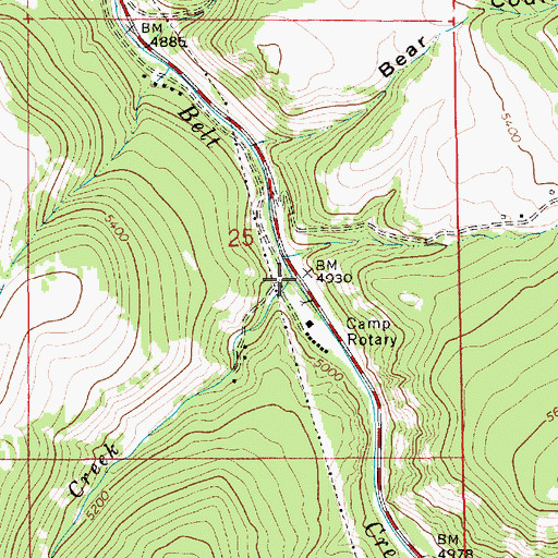 Topographic Map of Rafferty Creek, MT