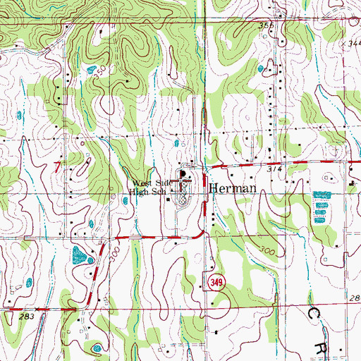 Topographic Map of Westside High School, AR