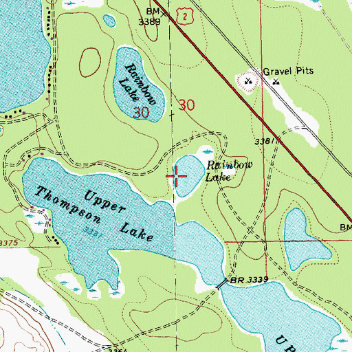 Topographic Map of Rainbow Lake, MT