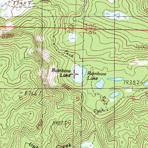Topographic Map of Rainbow Lake, MT
