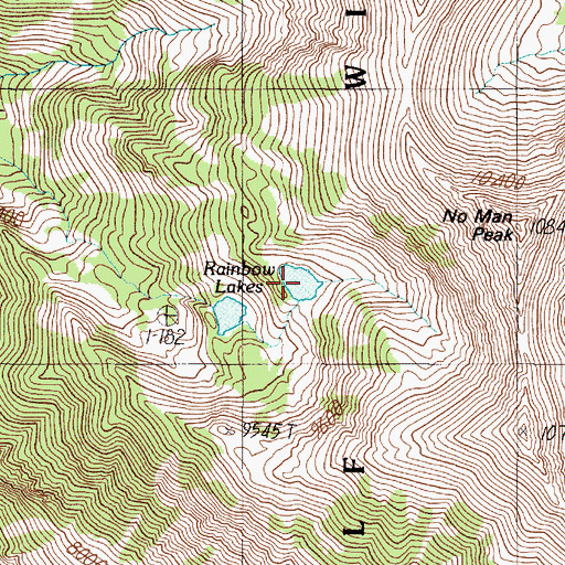 Topographic Map of Rainbow Lakes, MT