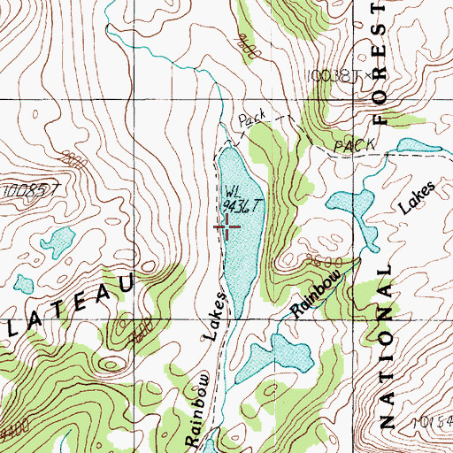 Topographic Map of Rainbow Lakes, MT