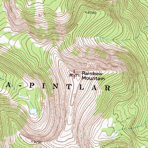 Topographic Map of Rainbow Mountain, MT