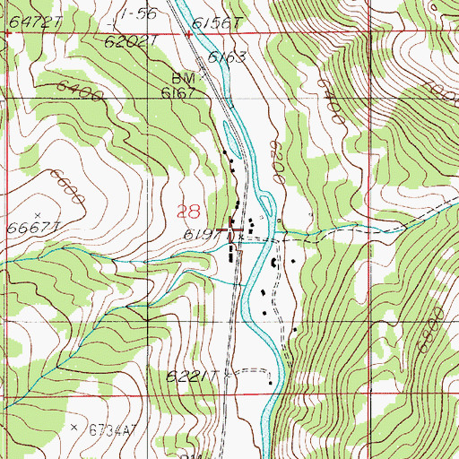 Topographic Map of Rainbow Ranch, MT