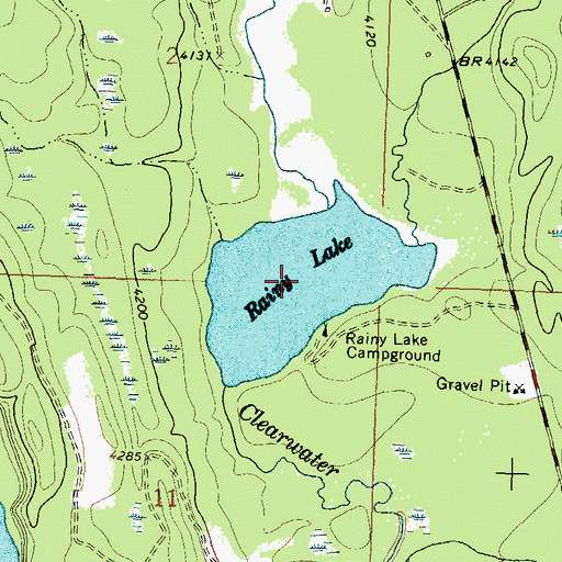 Topographic Map of Rainy Lake, MT