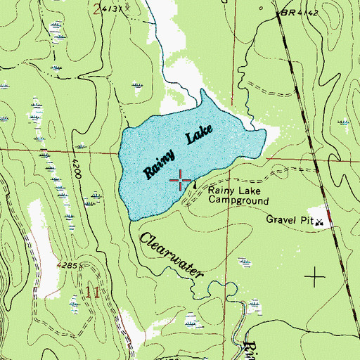 Topographic Map of Rainy Lake Campground, MT