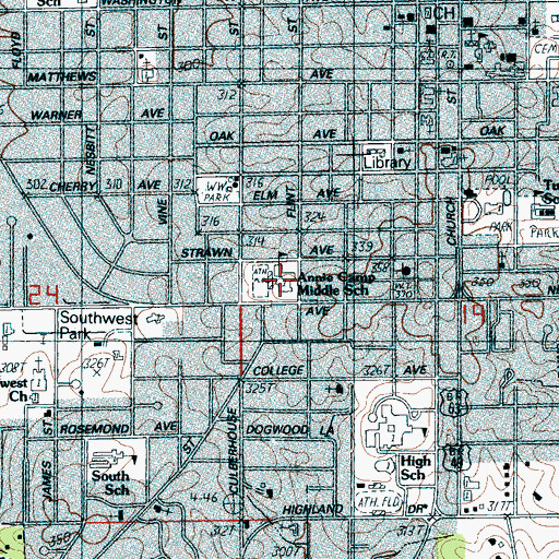 Topographic Map of Annie Camp Middle School, AR