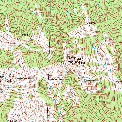 Topographic Map of Rampart Mountain, MT