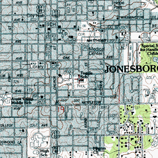 Topographic Map of Tuggle School, AR