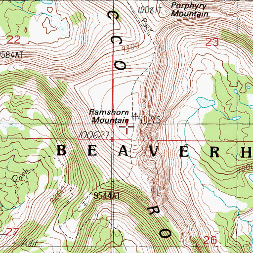 Topographic Map of Ramshorn Mountain, MT