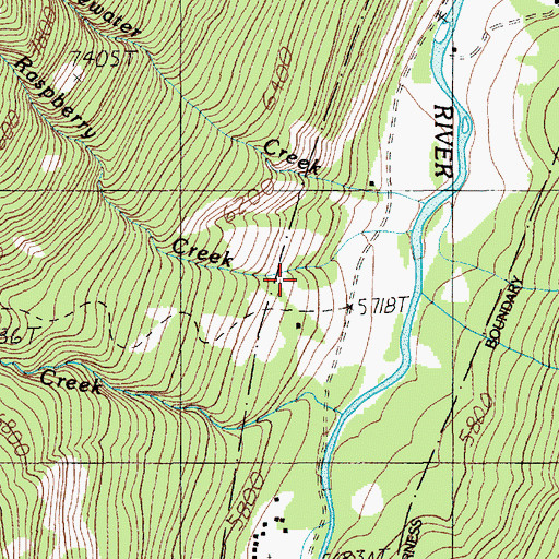 Topographic Map of Raspberry Creek, MT