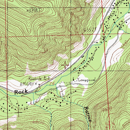 Topographic Map of Ratine Campground, MT