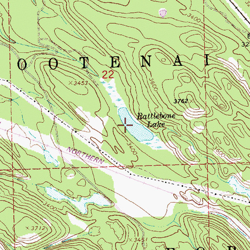 Topographic Map of Rattlebone Lake, MT