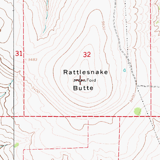 Topographic Map of Rattlesnake Butte, MT