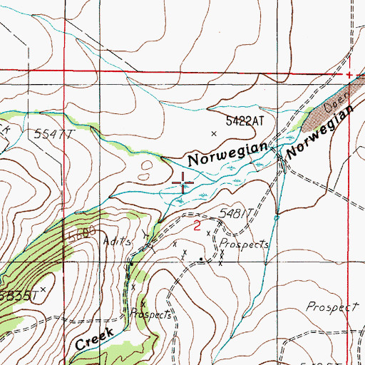 Topographic Map of Rattlesnake Creek, MT