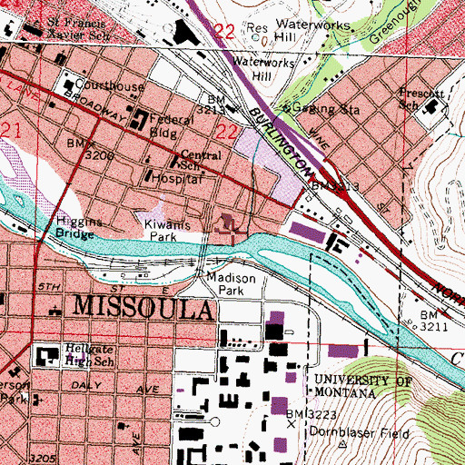 Topographic Map of Rattlesnake Creek, MT