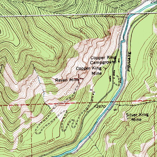 Topographic Map of Raven Mine, MT