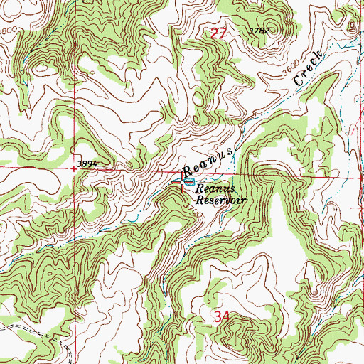 Topographic Map of Reanus Reservoir, MT