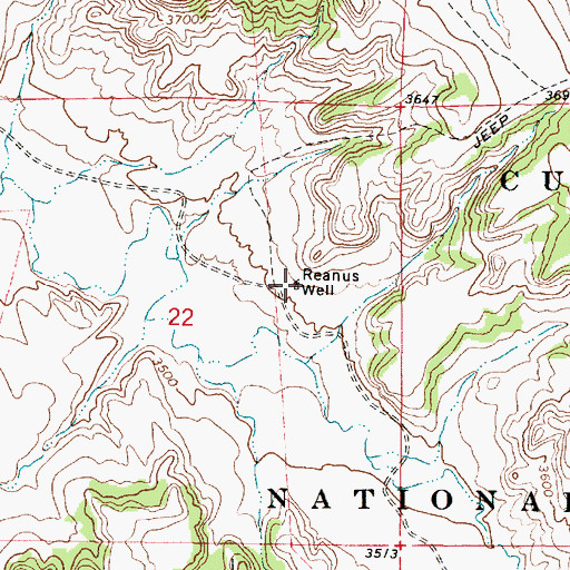 Topographic Map of Reanus Well, MT