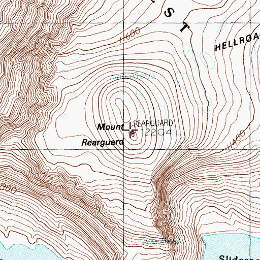 Topographic Map of Mount Rearguard, MT