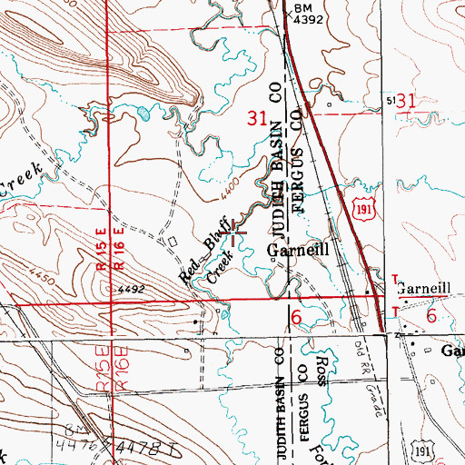 Topographic Map of Red Bluff Creek, MT