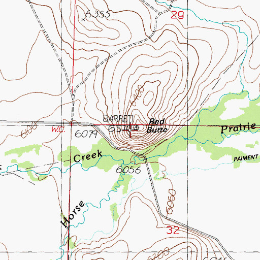 Topographic Map of Red Butte, MT