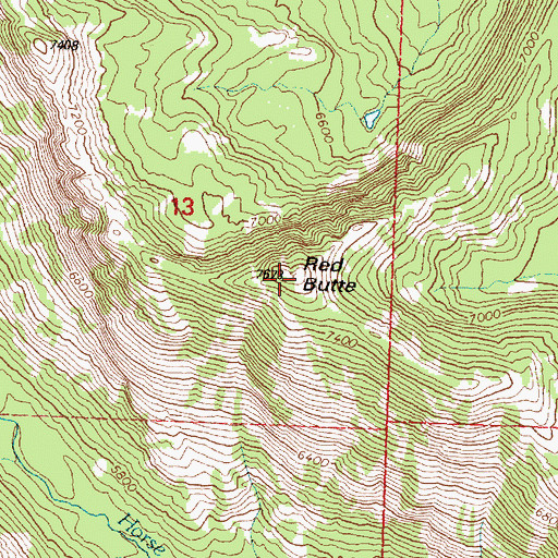Topographic Map of Red Butte, MT