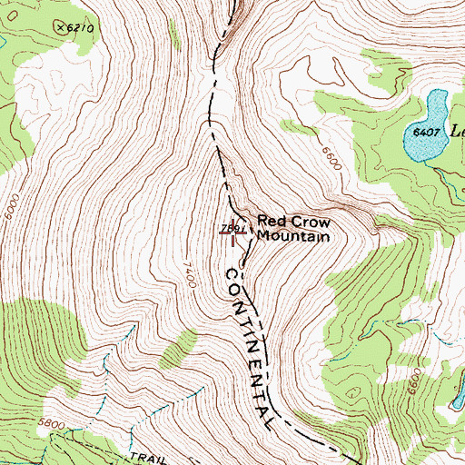 Topographic Map of Red Crow Mountain, MT