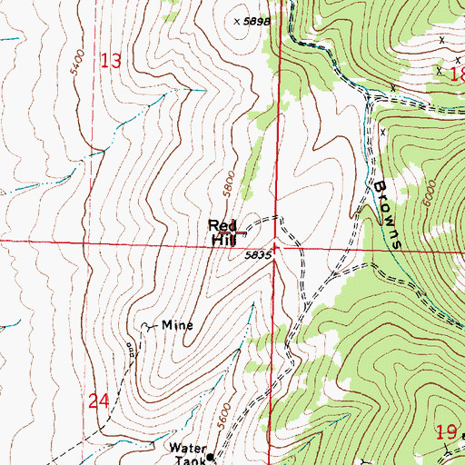 Topographic Map of Red Hill, MT