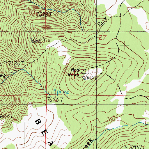 Topographic Map of Red Knob, MT