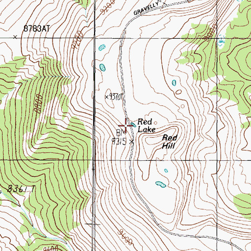 Topographic Map of Red Lake, MT