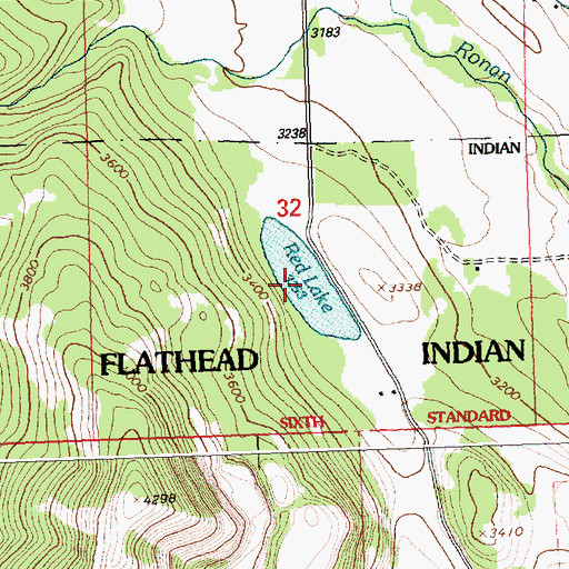 Topographic Map of Red Lake, MT
