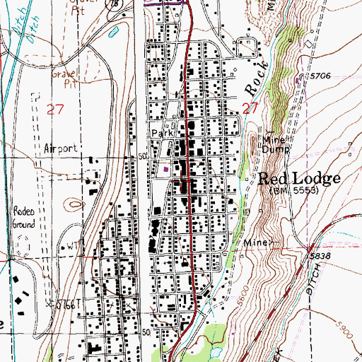 Topographic Map of Red Lodge, MT