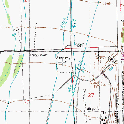 Topographic Map of Red Lodge Cemetery, MT