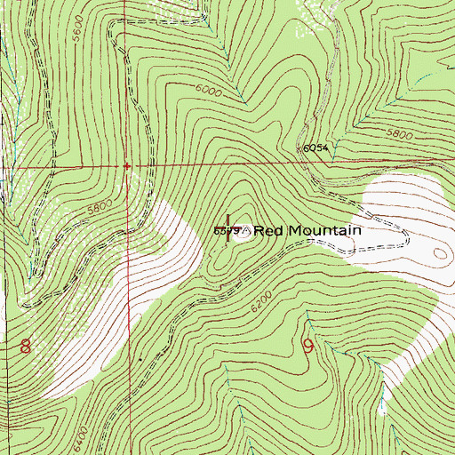 Topographic Map of Red Mountain, MT