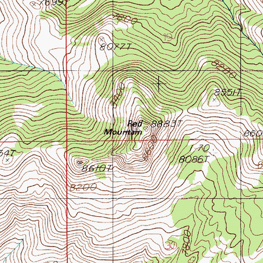Topographic Map of Red Mountain, MT